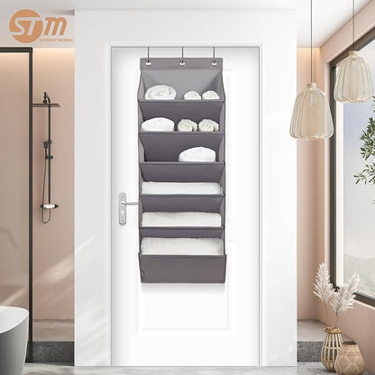 STORAGE MANIAC 2 Pack Over Door Shoe Organizers 6-Tier Large Pockets Hanging Organizers Shoes Rack Doors Closet Shoe Organizer Wall, Dorm & Narrow Doors Storage Shoe Holder Over Door Organizer Grey