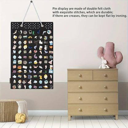 PACMAXI Hanging Brooch Pin Organizer, Display Pins Storage Case, Brooch Collection Storage Holder, Holds Up to 96 Pins.(Not Include Any Accessories) (Head Triangle Hole-Black, Small)
