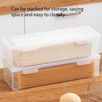 Pasta Storage Container, Stackable Airtight Food Storage Box, Kitchen Noodle Organizer with Lid