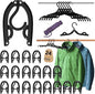 24 Pcs Black Travel Hangers Foldable for Suitcase, Portable Folding Clothes Hangers with Clothesline Travel Accessories, Cruise Ship Essentials Portable Foldable Hangers Drying Rack