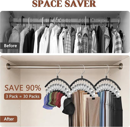 1 Pack Hat Hangers for Closet Display, Metal Hat Organizer for Baseball Caps with 10 Clips, Hats Rack Holder for Closet, Hats Storage for Baseball Caps Beanie Accessories Men Women, Black