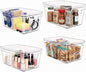 MOONEDGE Small Clear Plastic Storage Bins with Lids and Handles,Stackable Small Item Organizer Containers for Vanity,Craft,Office,Fridge,Kitchen,Pantry,Bathroom,Closet - 4 Pack (10×6×5 in)