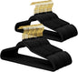ManGotree Velvet Coat Hangers with 360° Swivel Gold Hook, Non-Slip Felt Suit Hangers, Ultra-Thin Space Saving Clothes Hanger for Jacket, Sweater, Shirt, Dress, Pants (66 Pack, Black)