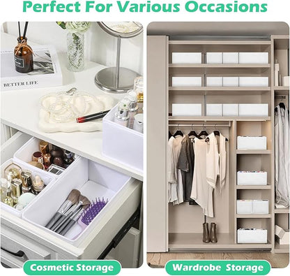 Drawer Clothing Organizer 16-Pack, White 3 Sizes Underwear Drawer Dividers, Fabric Folding Wardrobe Organizer, Can Store Baby Clothes, Bras, Underwear, Panties, Belts, Socks, Ties, etc.