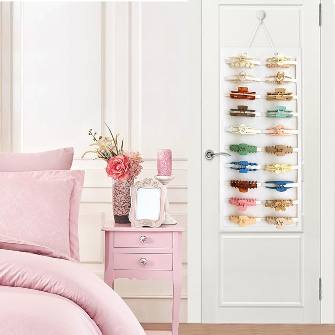 SMUK Claw Clip Organizer for Women, Hanging Mount Hair Clips Holder Organizer for Girls, Hair Bow Claw Clip Stand Storage for Wall, Door, Closet
