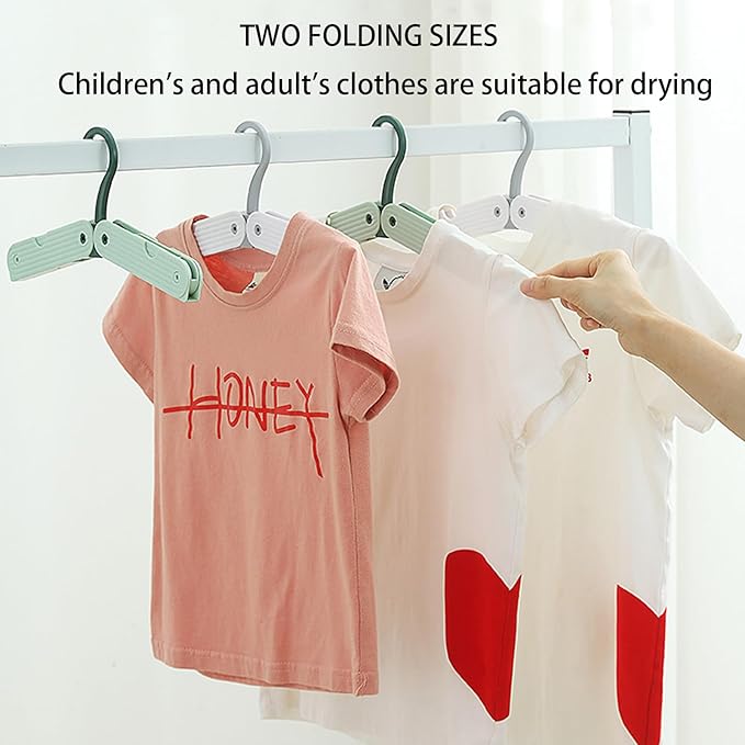 Foldable Travel Hangers, ABS Plastic, Expandable 10-15 Inch, Heavy Duty Clothes Hangers with Space Saving Design for Business Trips (Green 3PCS)