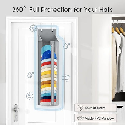 Homsorout Hat Rack for Door and Closet – Large Capacity Hanging Hat Rack Organizer Holds 30-35 Caps, Over the Door Hat Storage Organizer for Bedroom, Entrance or Dorm, 1 Pack, Grey