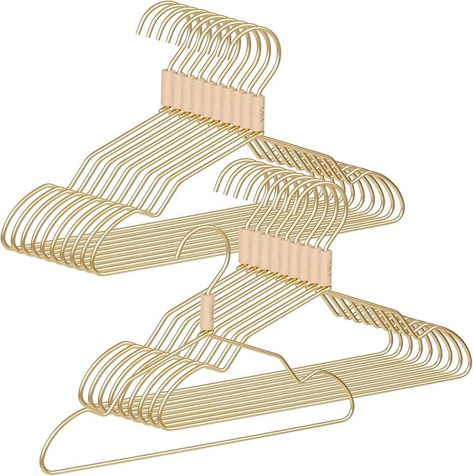 VWV Gold Aluminum Hangers, 20 Pack Baby Hangers，12.6 Inch Children Baby Hanger, Sturdy Metal Children Clothes Hangers for Wardrobe, Space-Saving Toddler Hanger