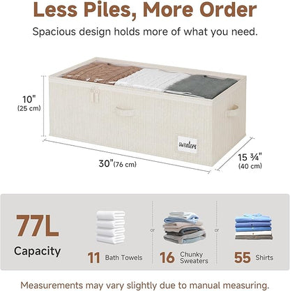 StorageWorks Under Bed Storage Bins, 10" Underbed Storage Containers with Clear Lid, Handles and Label Holder, 20.5 Gallon Storage Box for Clothes, Bedding, Blankets, Shoes, Baby Clothes, 2 Pack