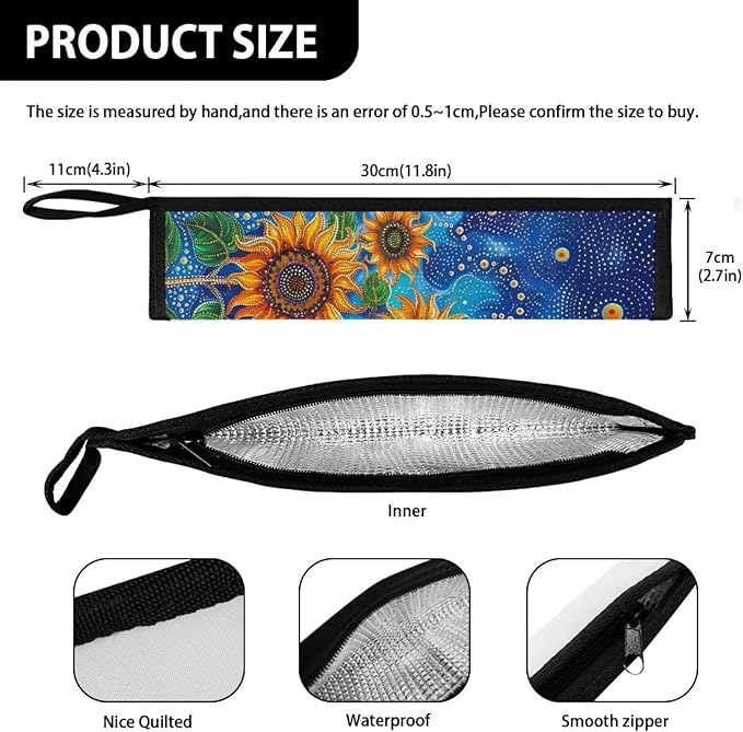 COEQINE Sunflower Utensil Case For Travel Blue Starry Sky Print Cutlery Flatware Organziers for Straw Spoon Fork Chopsticks Travel Frok Spoon Knife With Case And Handle