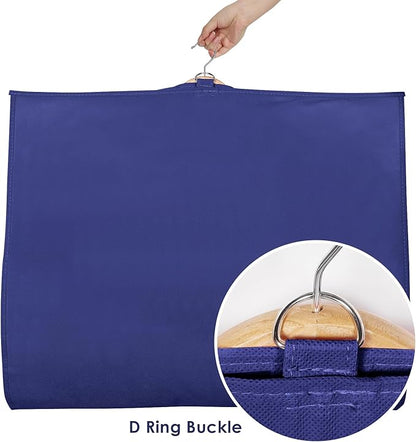 Univivi Kids Garment Bags for Dance Costumes 40 Inch Hanging Dance Costume Bag for Dance Competitions, with 3 Medium Clear Zipper Pockets for Dance Costumes, Closet Storage (Navy Blue) - 4 Pack