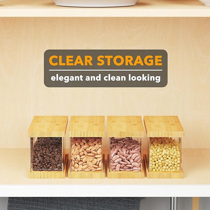SpaceAid Bamboo Food Storage Container - Airtight Cereal Containers with Lids, Kitchen Cereal Canisters Pantry Organizers and Storage for Rice, Flour, Coffee, Snack, Extra Small 1 Pack