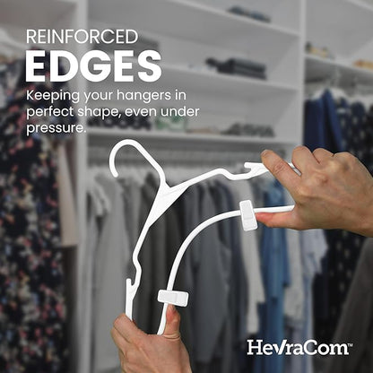 Clothes Hangers Strong Heavy Duty Non Slip Hangers 50 Pack with 10 Clips - Space Saving Coat and Pants Hangers with Clips, Skirt Hanger and Pant Hanger for Closet Organization Hangers Plastic 50 Pack