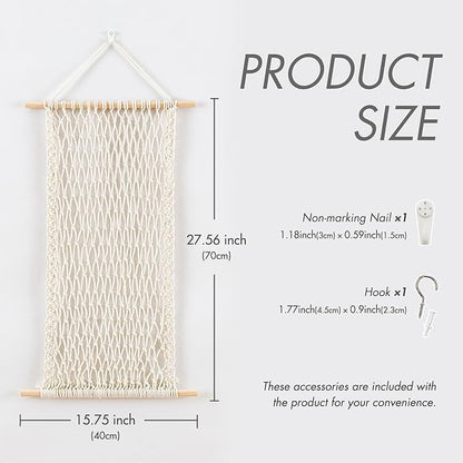 Pretty Jolly Macrame Hair Clips Accessories Organizer Hairbow Holder Rack for Girl Clips Storage Claw Clip Ornaments Keeper for Girls Room Wall Hanging Decor(Beige)