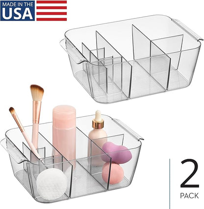 iDesign Makeup Organizer for Countertop or Vanity- Storage for Cosmetics and Toiletries - Set of 2 - Clear