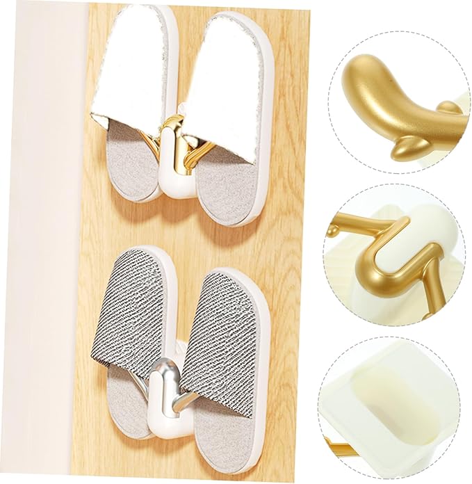 Cabilock 2PCS Punch-Free Wall-Mounted Slipper Rack Simple Hanging Shoe Holder for Bathroom Water-Draining Shoe Organizer Space-Saving Slipper Shelf for Entryway