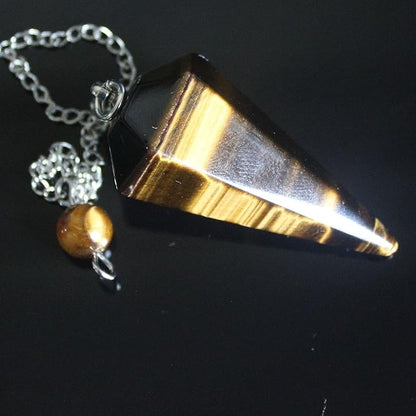 Faceted Mixed gemstone crystal pendulum point reiki chakra pendant bead Chain 6''