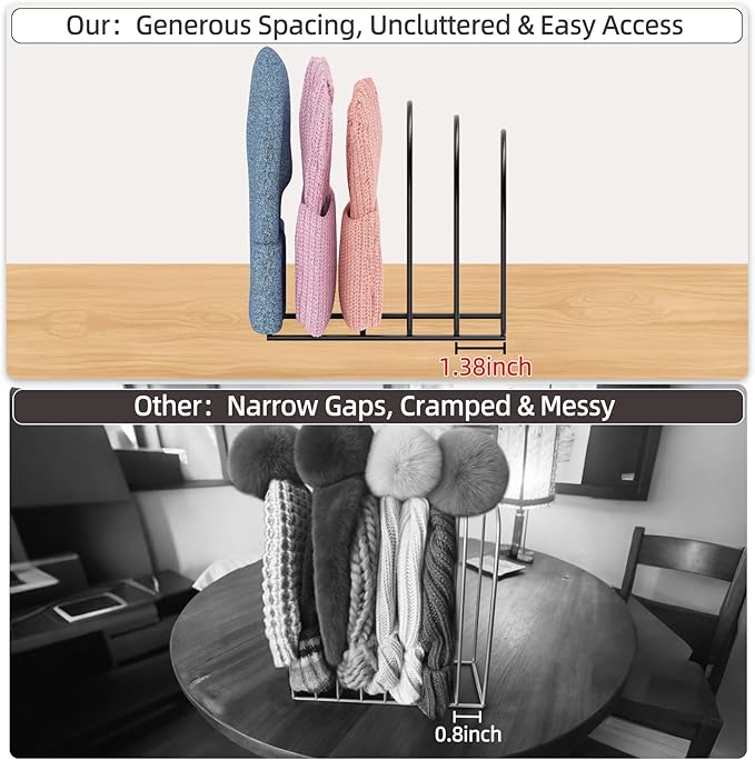 2 Pack Black Metal Beanie Organizer for 12 Hats, Vertical Knitted Hat Display Stand for Multiple Hats, Beanie Storage for Closet Entryway Desktop Bedroom