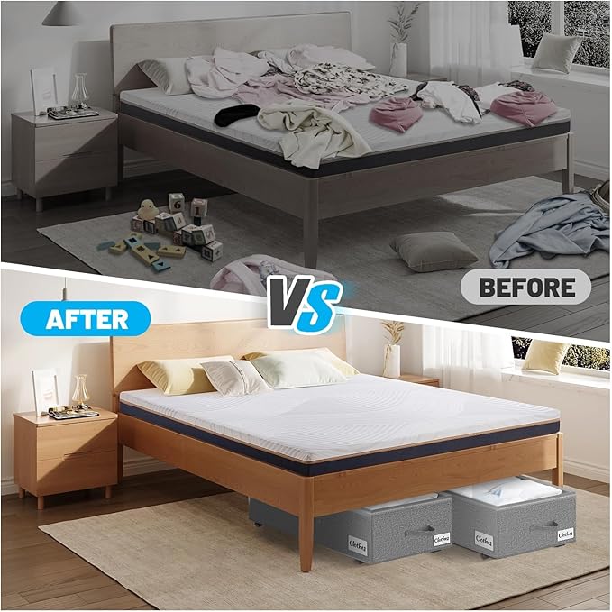 Under Bed Storage with Wheels, 2-Pack 10" Height XXL 75L Rolling Storage Bins, Quick Assembly Underbed Shoe Storage Containers with Clear Lid & Label, Dorm Under Bed Drawers for Clothes, Shoes, Black