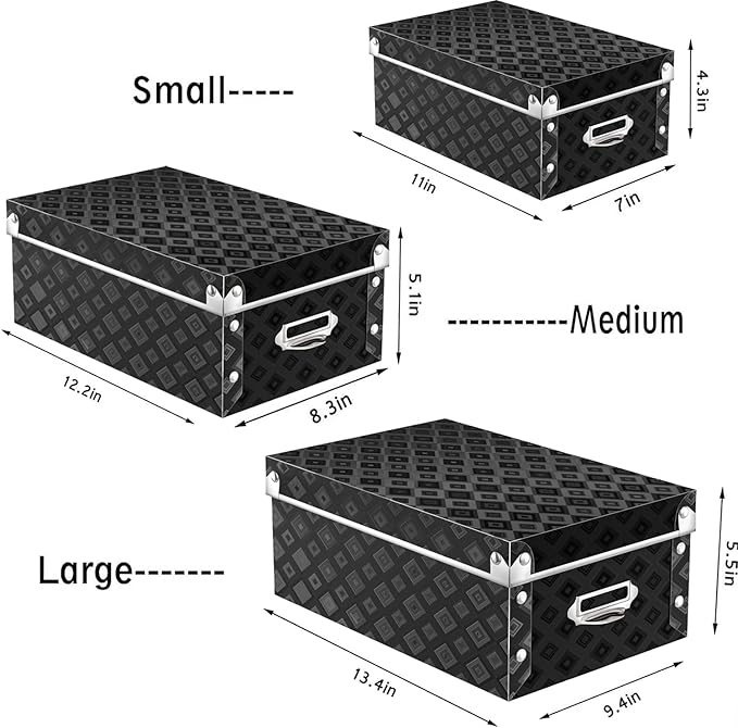 XUCHUN Decorative Storage Box with lids,3 in 1 Set,Plastic,Waterproof Storage Bins for Shoes,Clothes,Office