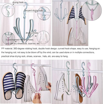 6Pcs Shoe Hanger, Hanging Shoe Organizer, Hanging Shoes Rack, Shoes Drying Rack Hanger Dry Organizer Hook Rotating Hangers for Drying