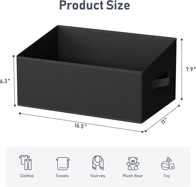 DIMJ Closet Storage Bins 8 Pack - Fabric Storage Baskets for Shelves, Large Clothes Organizers with Handles, Trapezoid Shelf Organization Storage Cubes for Purse, Toys, Books, Towel, Clothes