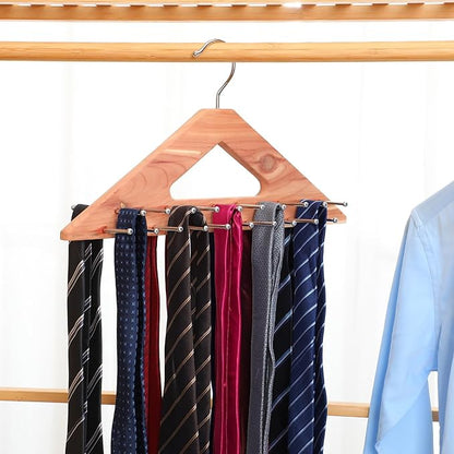 Leinuosen 2 Pack Cedar Tie Organizer Wooden Neck Tie Hook Organizer Storage up to 40 Ties Convenient Storage for Neckties, Belts, Hats