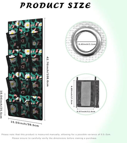 Green Shoe Organizer Over The Door Mesh Fabric Over The Door Closet Organizer 12 Pockets Shoe Holder Hanger for Living Room Daisy Wall Hanging Storage