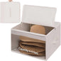 FAYYGYH Cowboy Hat Box 2Pcs Square Caps Case Bin with Handles Carry Collapsible Stackable for Travel Closet Organizers and Storage (White)