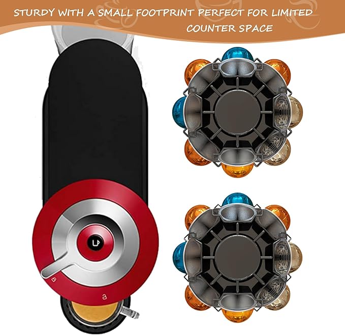 BLACKSMITH FAMILY Coffee Pods Holder Organizer, 360 Degrees Revolving Pod Carousel Compatible for 40 Nespresso Vertuo Pods No Assembly Required Nespresso Pods Holder Tower Stand,Piano Black