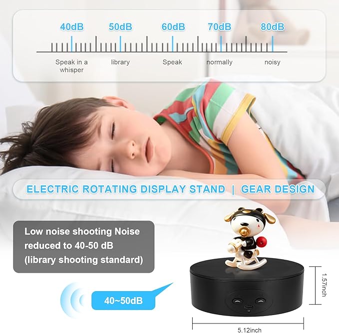 Motorized Rotating Display Stand, 5in/11lbs Load, 360° Rotating Platform for Jewelry Watch 3D Models Cake, Electric Spinning Display Stand for Live Show, Products Video shoot