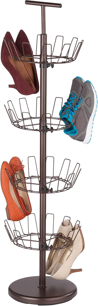 Honey-Can-Do SHO-02221 Shoe Tree with Spinning Handle, Bronze, 4-Tier, 30 lbs