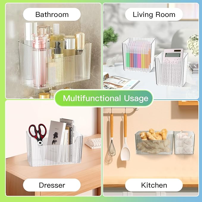 12 Pcs Storage Organizer Bins Wall Mounted Organizer Basket,Wall Organization Container Hanging Basket Bins,for Organizing Cosmetics, Toiletries and Kitchen Supplies