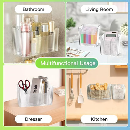 12 Pcs Storage Organizer Bins Wall Mounted Organizer Basket,Wall Organization Container Hanging Basket Bins,for Organizing Cosmetics, Toiletries and Kitchen Supplies