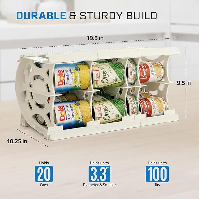 Shelf Reliance Cansolidator Cupboard - 1-Pack Can Organizer for Pantry, Stackable Soda Can Storage for Kitchen, Holds 20 Cans of Food or Soda