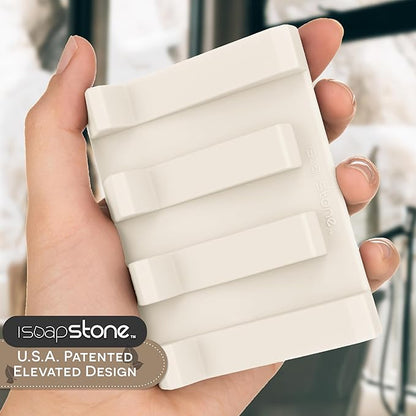 Silicone Soap Dish (USA Patented) Self Draining Bar Soap Holder for Shower Bathroom Sink, Drying Soap Dish Tray Sponge Holder Easy Cleaning Soap Saver Travel Accessories (Beige, 2)