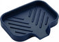 MicoYang Silicone Bathroom Soap Dishes with Drain Spout-Kitchen Sink Organizer,Sponge Holder,Dish Soap Tray,Perfect for Dispenser,Scrubber,Bottle,Cup on Sink or Counter-Navy Blue 4.9"×3.2"