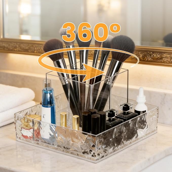 360° Rotating Makeup Organizer, Lazy Susan Countertop & Bathroom Vanity Organizer, Skincare Perfume Lipstick Organizer for Dresser, Cabinet Storage