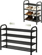 4-Tier Expandable Shoe Rack, Stackable and Adjustable Shoes Organizer Storage Shelf, Sturdy and Durable Metal Structure Free Standing Shoe Rack for Closet Entryway Doorway