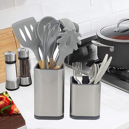 2PC Kitchen Utensil Holder Flatware Caddy Stainless Steel