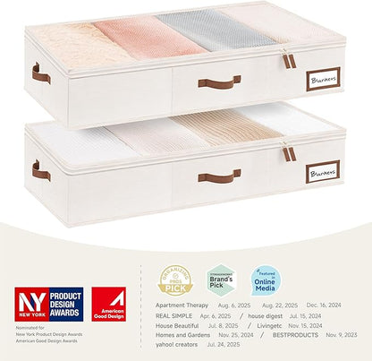 StorageWorks Extra Large Under Bed Storage Containers with Handles and Label Holder, 2 Pack Ultra-thick Fabric Underbed Bins, Closet Organizer for Clothes, Blankets, Sweater