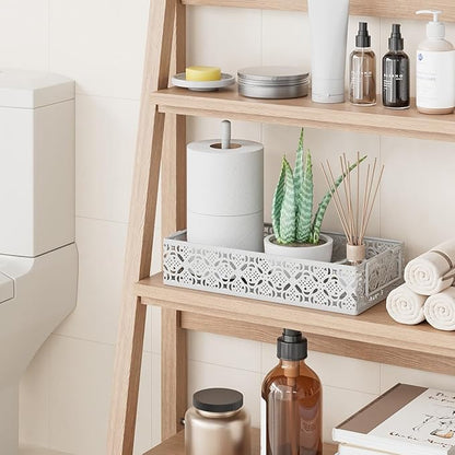Toilet Tank Topper Paper Basket - White Bathroom Basket Decor Box with Magnetic Paper Towel Holder for Organizing
