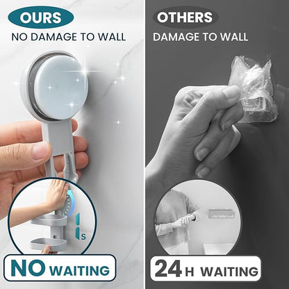 TAILI Soap Holder Soap Dish for Shower, Suction Cup Soap Holder for Shower Wall, Bathroom Accessories, Removable Strong Hold Soap Saver, Drill Free, Grey 2 Layer