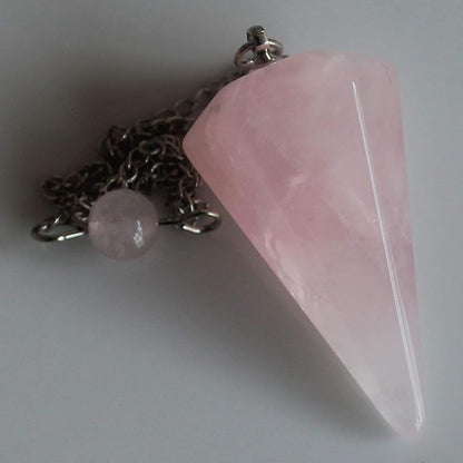 Faceted Mixed gemstone crystal pendulum point reiki chakra pendant bead Chain 6''