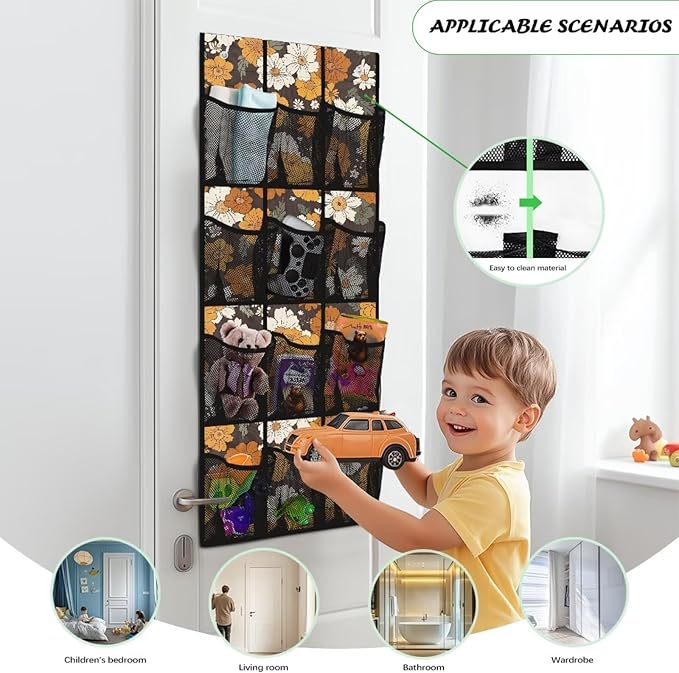 Daisy Over The Door/Wall Shoe Organizers,Space Saving Hanging Storage Holder,Hanging Shoe Organizer with 12 Mesh Large Pockets,Closet Rack for Home Bedroom Bathroom Decor
