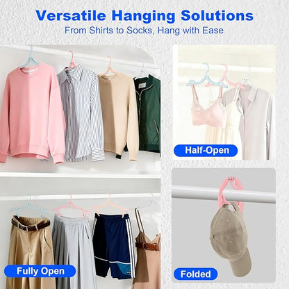 10 Pack Foldable Travel Hangers - Folding Hangers & Collapsible Hooks for Cruise/RV/Hotel/Dorm - Space-Saving Portable, Lightweight Compact Travel Essentials (Assorted Colors)