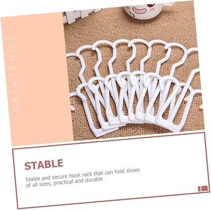 Luxshiny 20Pcs Hanging Shoe Hooks Plastic Shoe Hangers for Display and Drying Household Organizer Racks for Storage and Showcases