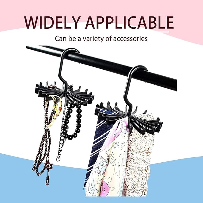 Circular Tie Hanger Updated Twirl Tie Rack Adjustable Twirl Tie Rack Tie Belt, Multipurpose Organizer for Closet Storage(Black)