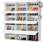 Patented Shoe Racks Organizers Shelves, Floor-Standing, Wall Hanging, Sturdy and extendable. Easy DIY Assembly, for Door Entrance, Closet, and Workplace (3x8Grid, White)