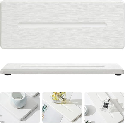 2 Pack Diatomite Stone Sink Tray, Water Absorbing Mat for Kitchen & Bathroom Counter, Quick Dry Soap Dish Makeup Vanity Caddy,Sponge Holder Organizer, White - 2pcs of 9"x 3.5"